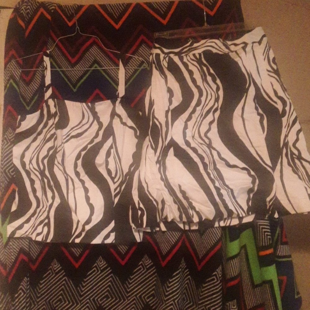 Two-piece Black and White Top and Skirt